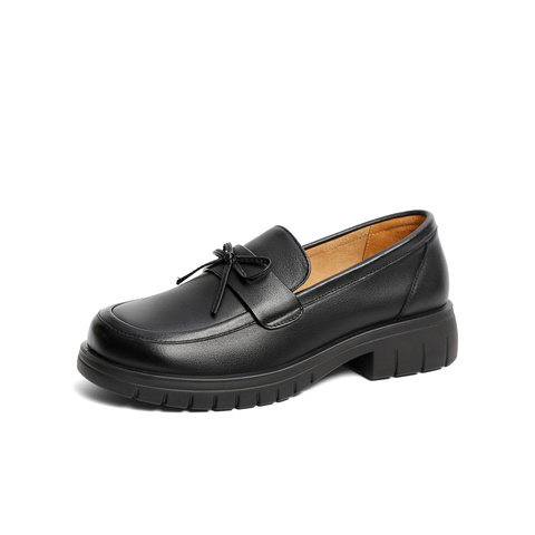 森达乐福鞋女款2025春季新款简约学院风厚底休闲单鞋ZTF21AA5