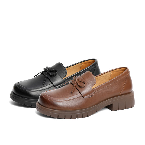 森达乐福鞋女款2025春季新款简约学院风厚底休闲单鞋ZTF21AA5