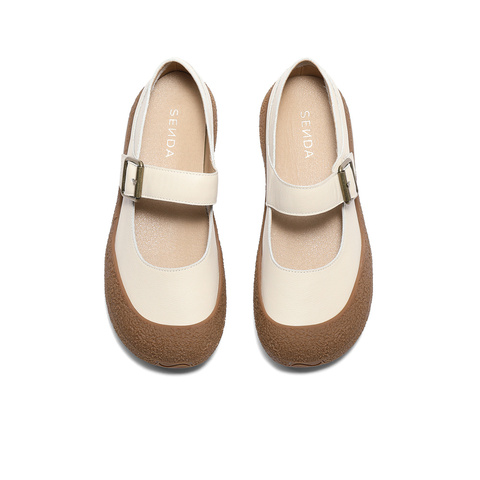 森达杏仁曲奇女款2025春季新款商场同款舒适平底勃肯鞋XJX02AM5