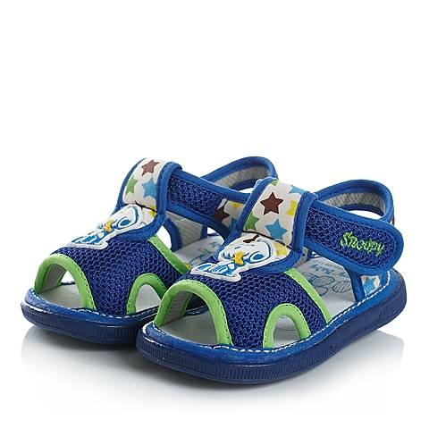 SNOOPY/史努比 夏季蓝色布面男婴幼童凉鞋学步鞋叫叫鞋CN1010