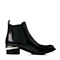 STACCATO/思加图冬季专柜同款黑色打蜡胎牛皮/黑色常用橡筋女皮靴EJE09DD4
