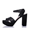 STACCATO/思加图夏季专柜同款黑色牛皮女凉鞋9LO17BL5