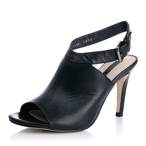 STACCATO/思加图夏季专柜同款黑色牛皮女凉鞋9UQ01BL5