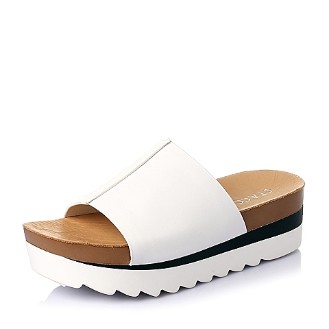 STACCATO/思加图夏季专柜同款白色牛皮简约时尚舒适女鞋9VI02BT5