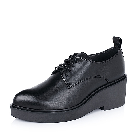 STACCATO/思加图秋季专柜同款黑色牛皮厚底简约满帮女单鞋9XH02CM5