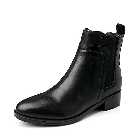 STACCATO/思加图冬季专柜同款黑色牛皮女靴（皮里）9SM08DD5