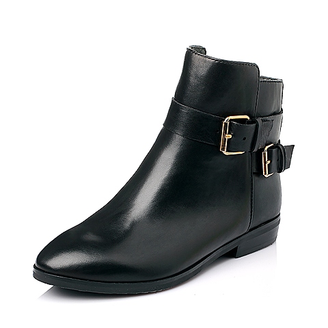 STACCATO/思加图冬季专柜同款黑绵羊皮女靴（皮里）9KH15DD5