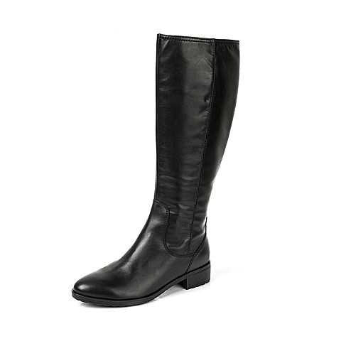STACCATO/思加图冬季专柜同款黑打蜡胎牛皮女靴（皮里）9SM10DG5