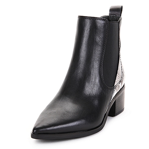 STACCATO/思加图冬季专柜同款黑打蜡胎牛皮女靴（皮里）9XX01DD5
