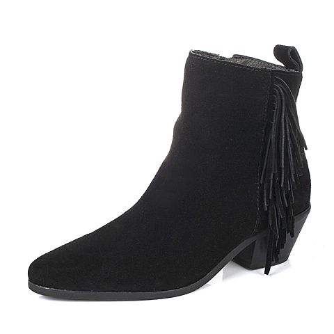 STACCATO/思加图冬季专柜同款黑色牛皮女靴9XT01DD5