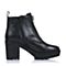 STACCATO/思加图冬季专柜同款黑色牛皮女短靴9QD20CD5