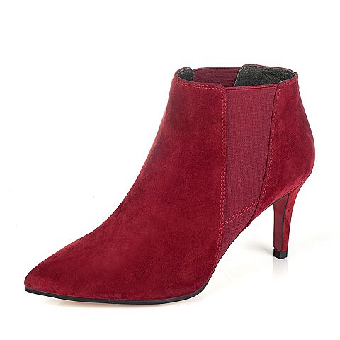 STACCATO/思加图冬季专柜同款红羊绒皮女靴（皮里）9VU08DD5