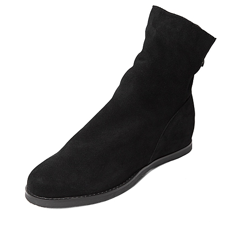 STACCATO/思加图冬季专柜同款黑色羊皮女短靴(绒里)C1101DD5