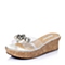 STACCATO/思加图夏季专柜同款白/银PU舒适坡跟女凉鞋EYB28BT5