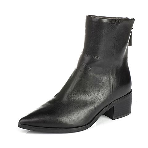 STACCATO/思加图冬季专柜同款黑色牛皮女靴9XX02DD5