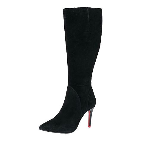 STACCATO/思加图冬季专柜同款黑色羊皮女靴9XI09DG5