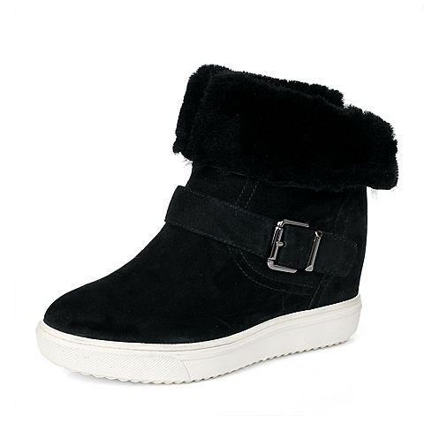 STACCATO/思加图冬季专柜同款黑色羊皮休闲女靴（毛里）9YB04DZ5