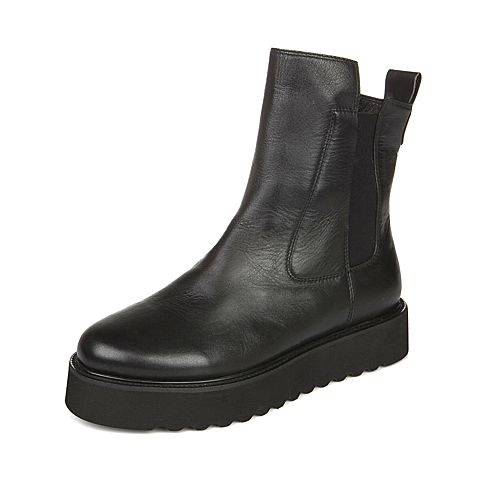 STACCATO/思加图冬季专柜同款黑色牛皮女靴E9101DZ5