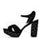 STACCATO/思加图夏季专柜同款黑色羊绒皮优雅女凉鞋9JU01BL6