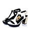STACCATO/思加图夏季专柜同款黑色打蜡胎牛皮女凉鞋9JO02BL6