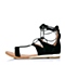 STACCATO/思加图夏季专柜同款黑色羊绒皮女凉鞋9JI04BL6