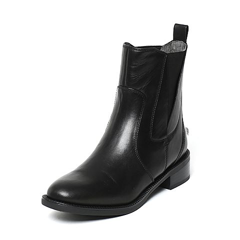 STACCATO/思加图冬季专柜同款黑色牛皮女靴9RA69DD6