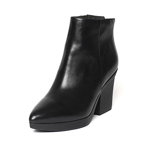 STACCATO/思加图冬季专柜同款黑色牛皮女靴9JY06DD6