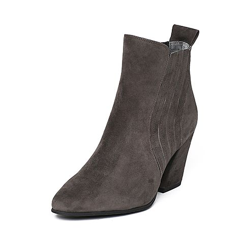 STACCATO/思加图冬季专柜同款灰色羊皮女靴9C801DD6