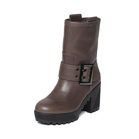 STACCATO/思加图冬季专柜同款深灰色牛皮女靴9D103DZ6