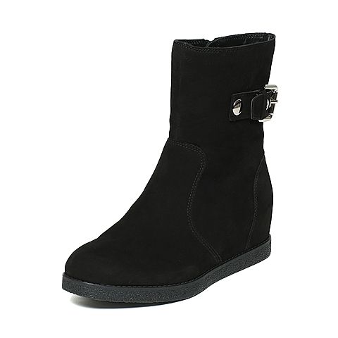 STACCATO/思加图冬季专柜同款黑色牛皮女靴9C302DZ6