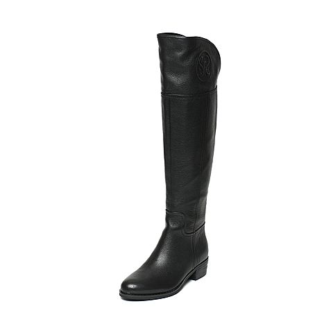 STACCATO/思加图冬季专柜同款黑色牛皮女靴9C601DG6