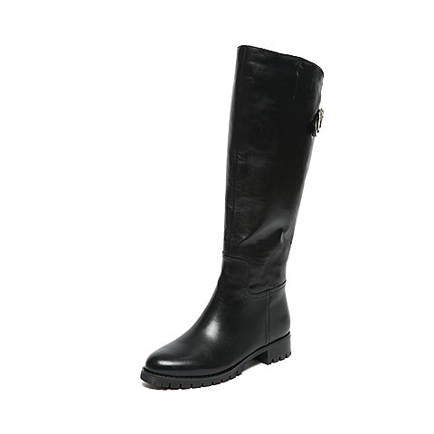 STACCATO/思加图冬季专柜同款黑色牛皮女靴9C406DG6