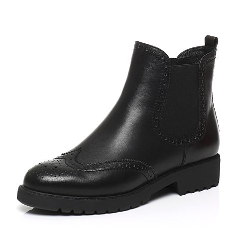 STACCATO/思加图冬季专柜同款黑色牛皮（单里）女皮靴MM001DD6
