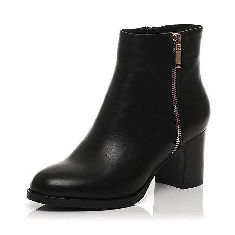 STACCATO/思加图冬季专柜同款黑色羊皮（绒里）女皮靴H6101DD6