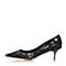 STACCATO/思加图春季专柜同款黑色蕾丝网布女单鞋9YD03AQ6