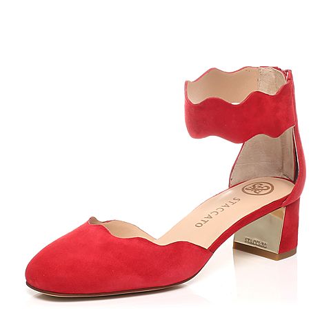 STACCATO/思加图春季专柜同款红色羊皮女皮凉鞋9A704AK7