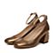 STACCATO/思加图秋季专柜同款铜色牛皮粗跟女皮鞋9I103CQ7