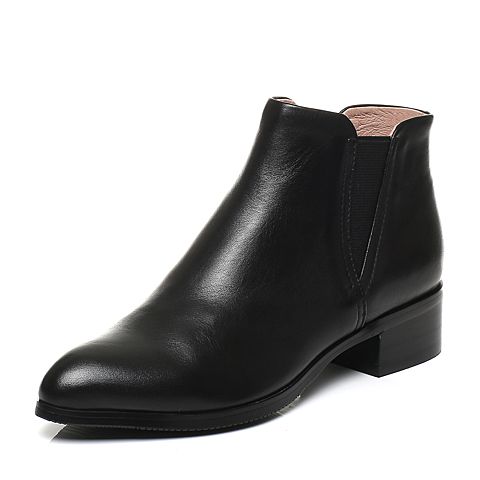 STACCATO/思加图冬季季专柜同款黑色牛皮女皮靴L8101DD7