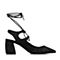 STACCATO/思加图春季专柜同款黑色羊绒皮女皮凉鞋M5101AH7