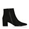 STACCATO/思加图新款黑色羊绒皮短筒时装靴粗跟女皮靴9J101DD7