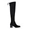 STACCATO/思加图冬季专柜同款黑色羊绒皮长筒女皮靴9I503DC7