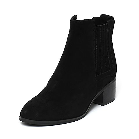 STACCATO/思加图冬季专柜同款黑色羊皮绒里女皮靴9XY03DD7