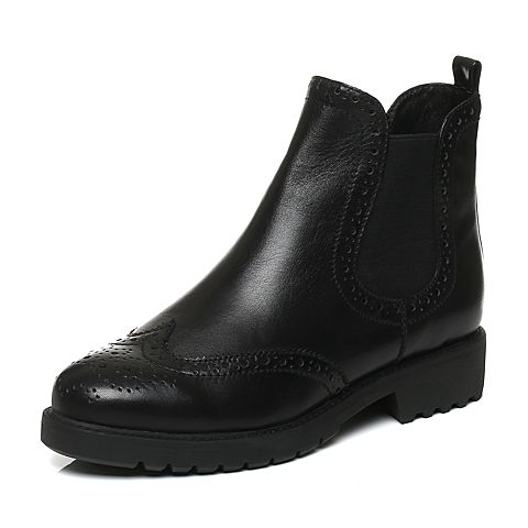 STACCATO/思加图冬季专柜同款黑色牛皮绒里女皮靴MM001DD7