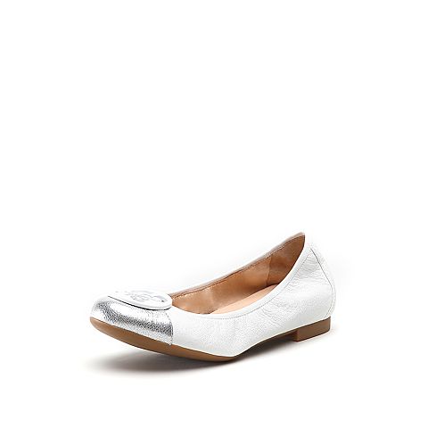 STACCATO/思加图2018年春季专柜同款白色羊皮休闲浅口平底鞋9HY67AQ8