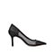 思加图2018年春季专柜同款黑色网布羊绒皮浅口单鞋9I215AQ8