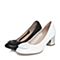 STACCATO/思加图2018年春季专柜同款白色羊皮粗跟浅口女单鞋ER961AQ8