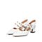 STACCATO/思加图2018年春季专柜同款白色布面粗跟女凉鞋9YD20AH8