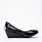 STACCATO/思加图2018年春季专柜同款黑色牛皮拼接坡跟女皮鞋ER973AQ8