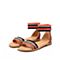STACCATO/思加图2018年夏季专柜同款深红色民族风织带女凉鞋9N606BL8