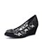 STACCATO/思加图2018年春季专柜同款黑色蕾丝网布浅口女单鞋ER989AQ8